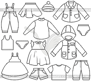 summer kids clipart black and white