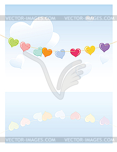 Hearts on rope - vector clipart