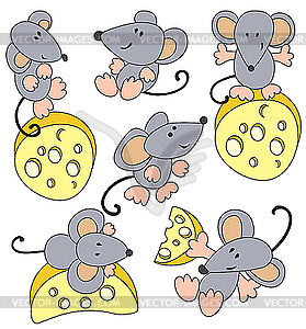 Mice and cheese - vector clipart / vector image