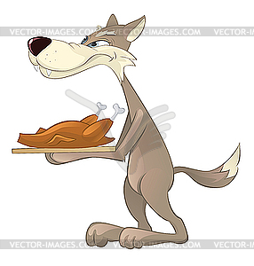 Wolf and fried chicken - vector clip art