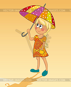 Girl and umbrella - vector clipart