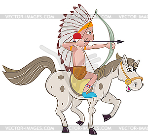 Indian on horse - vector clip art