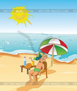 Teenager at the beach - vector clip art