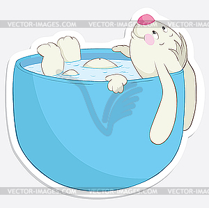 Rabbit in the bath - vector clipart