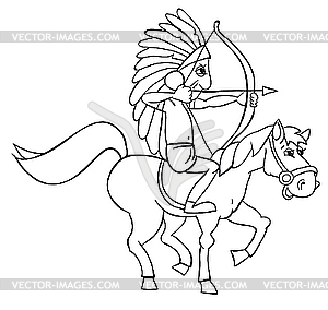 Indian and horse - vector image