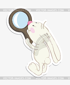 Rabbit and magnifier - vector clipart