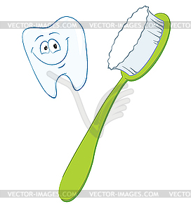 Toothbrush and tooth - vector clipart