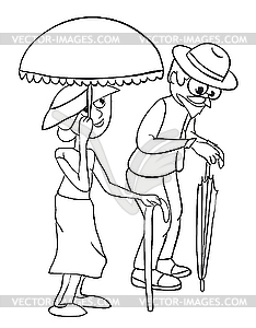 Seniors - white & black vector clipart