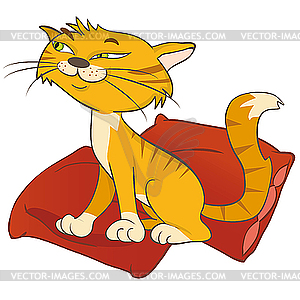 Кошка на подушках - иллюстрация в векторном формате