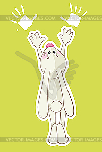 Rabbit and his handprints - vector clipart