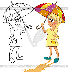 Girl and umbrella - vector image