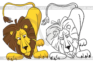Surprised cartoon lion - vector image