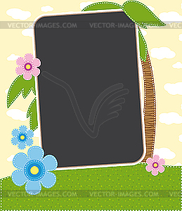 Summer flower photo frame - vector clipart