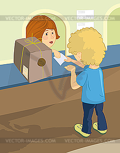 Man at the post office - vector clipart / vector image