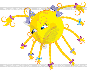 Fun sun as girl - vector clipart