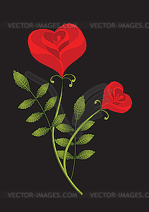 Stylised red roses - vector clipart