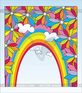 Открытка с рамкой из радуги - изображение в векторном формате