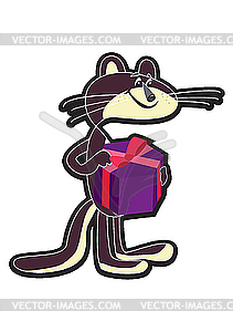 Cat with gift - vector clip art