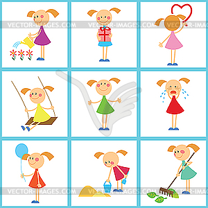 Background with girls - vector clipart