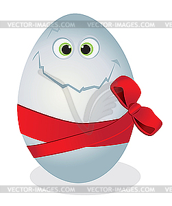 Смешное яйцо с красным бантом - изображение в векторном виде