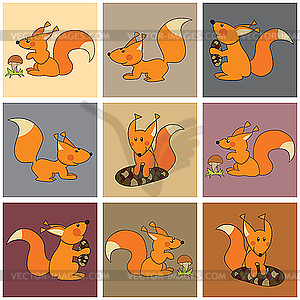 Funny squirrels - vector image