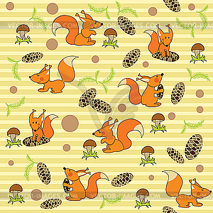 Fun seamless squirrel background - vector EPS clipart