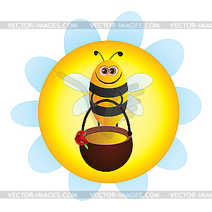 Bee with honey - vector clip art