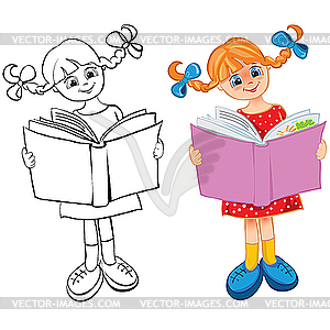 Girl reads the book - vector EPS clipart