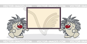Two hedgehogs and frame - vector image