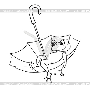 Frog and umbrella - vector clip art