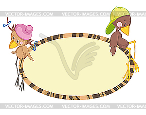 Frame with cartoon birds - vector image