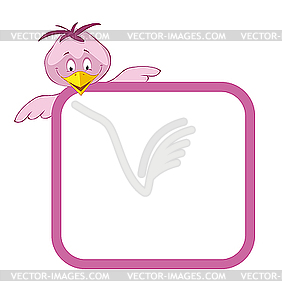 Frame with cartoon bird - vector clipart
