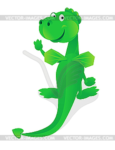 Funny green dragon - vector clipart