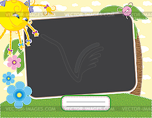 Baby summer frame with fun sun - vector clipart