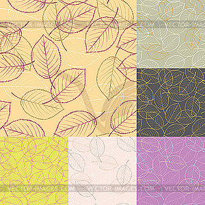 Six seamless leaves backgrounds - vector image