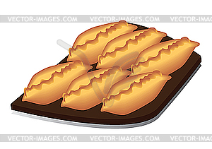 Tray with pies - vector image