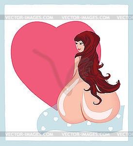 Girl and heart - vector image
