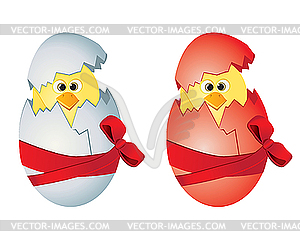Пасхальные яйца и цыплята - изображение в векторе / векторный клипарт