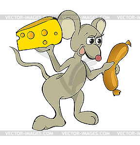 Complaisant mouse with food - vector clipart