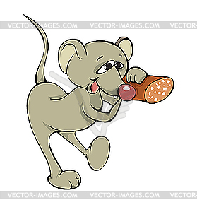 Complaisant mouse with food - vector clip art