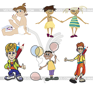 Boys and girls - vector clip art