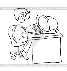 Man at the table - vector clipart