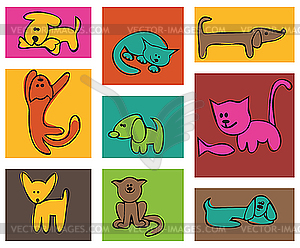 Кошки и собаки - векторизованное изображение клипарта