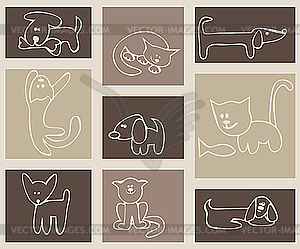 Кошки и собаки - векторное графическое изображение