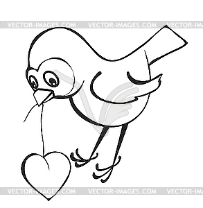 Bird with heart - vector image