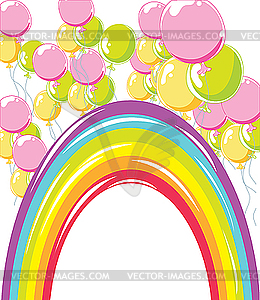 Rainbow and Balloons - vector clip art