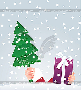 Santa Presenting Gift - vector clipart