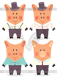 Cartoon male pigs - vector clipart