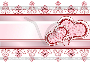 Valentine postcard with hearts - color vector clipart