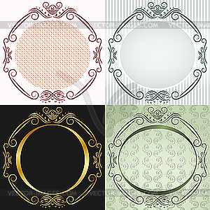 Round frame in antique style - vector image